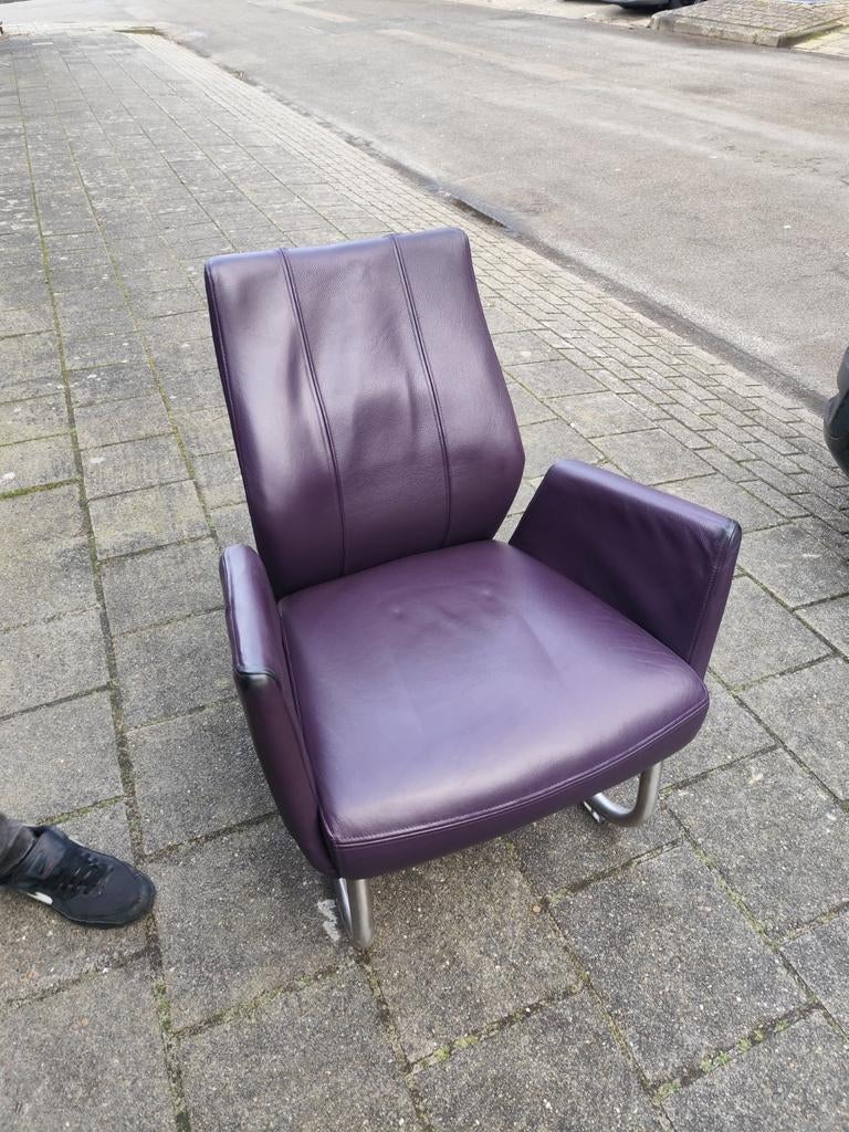 Leren stoel paars, Ophalen of Verzenden, Gebruikt, 75 tot 100 cm, 50 tot 75 cm