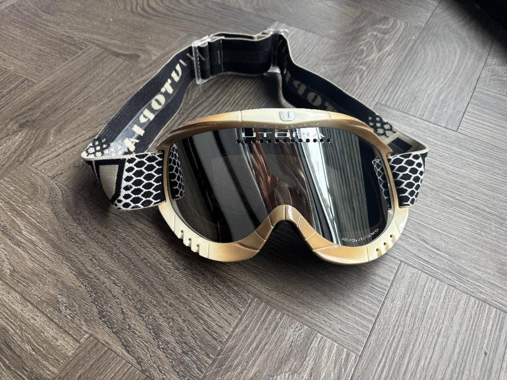 Utopia skibril – gouden frame, spiegellens, Sport en Fitness, Skiën en Langlaufen, Overige merken, Gebruikt, Overige typen, Ophalen of Verzenden