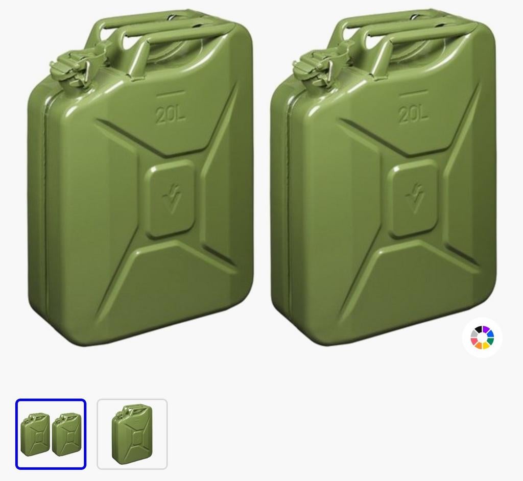 Jerrycan metaal NIEUW 20 liter - overleg met 20 liter diesel, Ophalen of Verzenden, Nederland