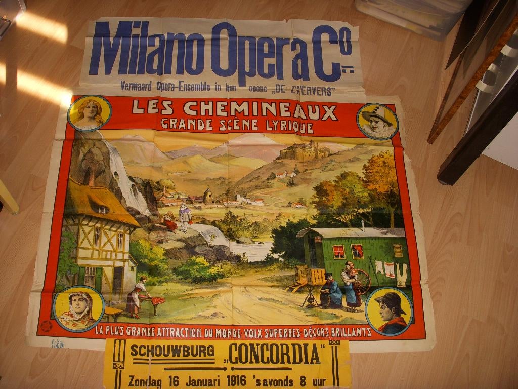 BIJZONDERE poster/aankondiging Milano Opera & Co 1916, Verzamelen, Posters, Ophalen of Verzenden, Gebruikt, A1 t/m A3, Muziek