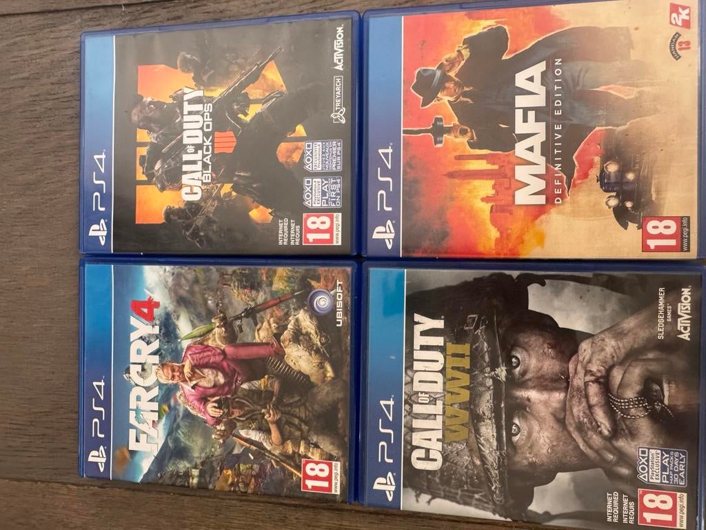 PS4 Games Bundel: Call of Duty, Far Cry, Mafia, F1, FIFA, Spelcomputers en Games, Gebruikt, Vanaf 18 jaar, Overige genres, Eén computer