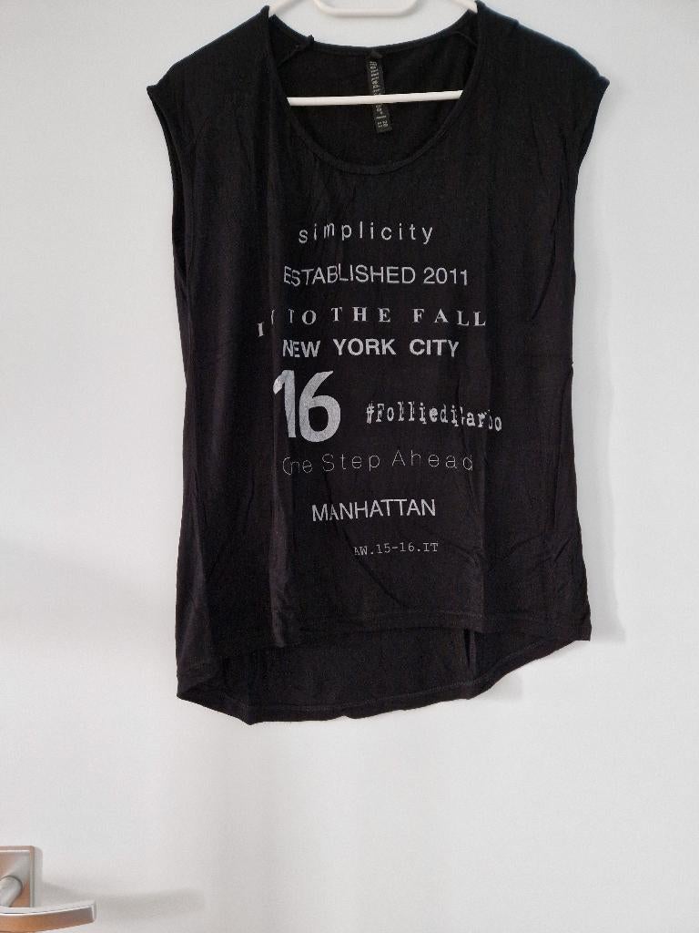 Shirt Follie di Garbo maat S, Ophalen, Zwart, Korte mouw, Maat 36 (S)