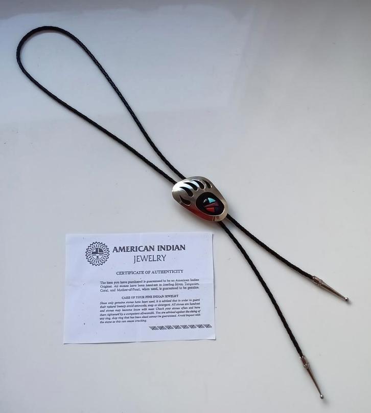 American Indian Original, Sterling Silver bolo necktie., Sieraden, Tassen en Uiterlijk, Kettingen, Zilver, Zilver, Ophalen of Verzenden