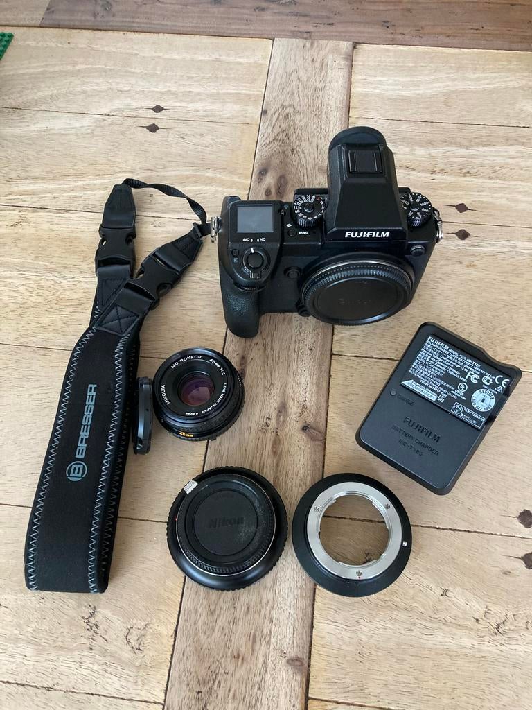 Fuji GFX50s medium format, adapters en Rokkor 45mm lens, Ophalen of Verzenden, Zo goed als nieuw, Fuji, Geen optische zoom