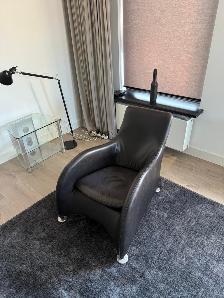 Montis leren design fauteuil  – zeer comfortabel, Ophalen, Zo goed als nieuw, 50 tot 75 cm, Leer