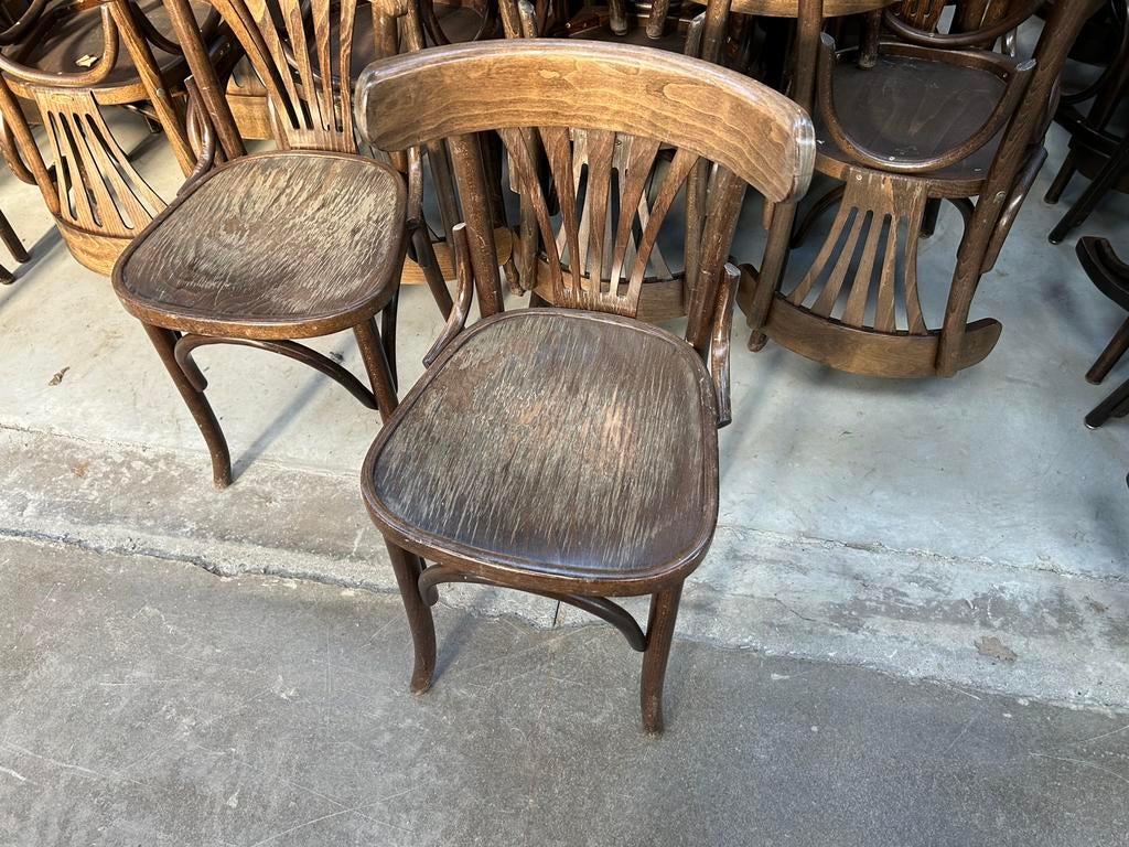 Partij Caféstoelen Type Thonet, Ophalen, Gebruikt, Bruin, Vijf, Zes of meer stoelen