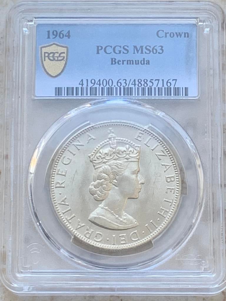 Prachtige zilveren crown elisabeth 2 in slab ms63, Postzegels en Munten, Munten | Europa | Niet-Euromunten, Ophalen of Verzenden