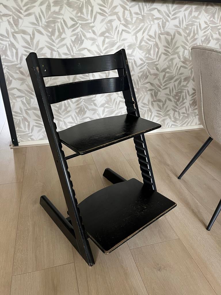 Stokke Tripp Trapp stoel - Zwart, Kinderen en Baby's, Ophalen, Gebruikt, Meegroeistoel, Aanschuifbaar