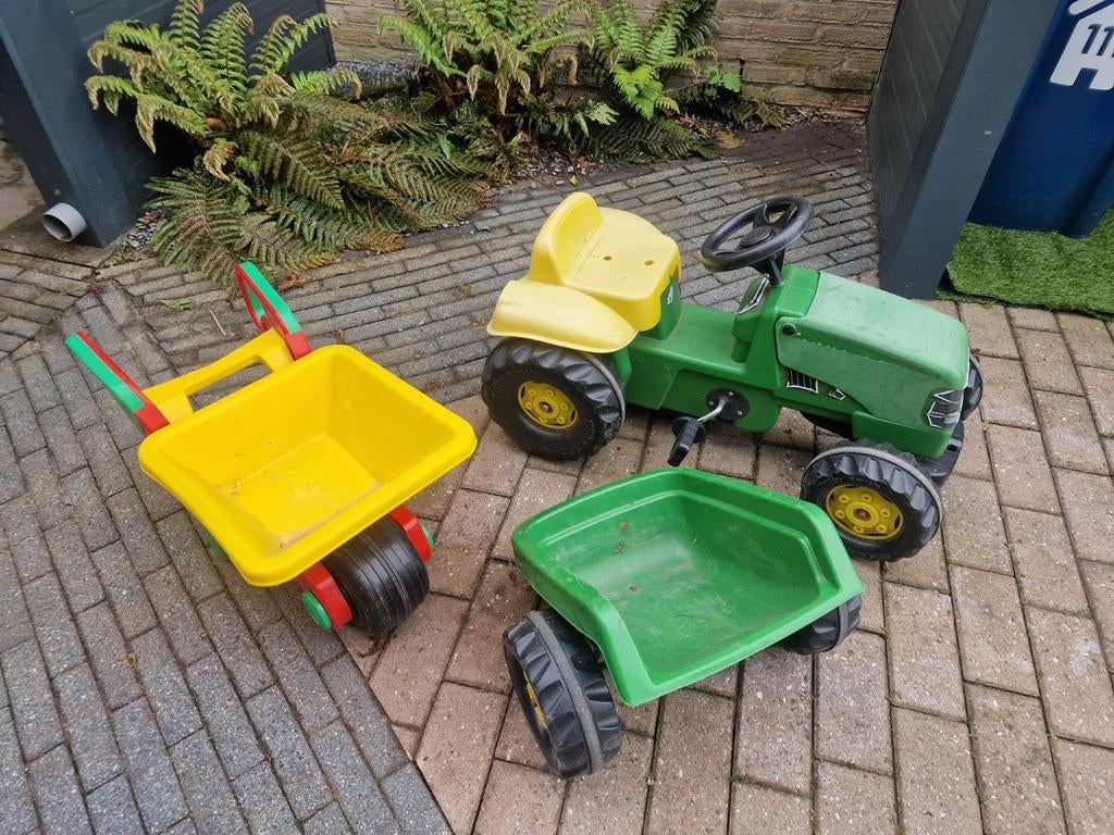 Trekker met aanhanger en kruiwagen voor kinderen, Ophalen of Verzenden, Gebruikt, Trapvoertuig