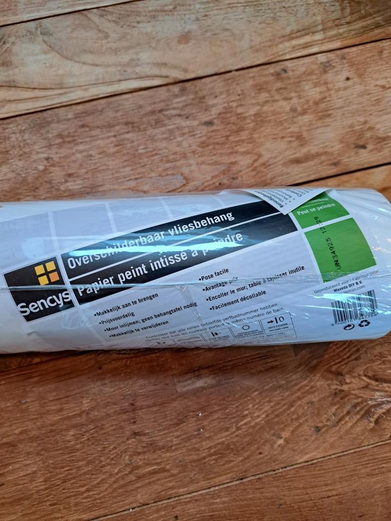 Sencys Overschilderbaar Vliesbehang Praxis 22,5 meter, Ophalen, 10 tot 25 m², Wit, Modern, Neutraal