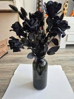 Zwarte rozen boeket in vaas - kunstbloemen, Overige materialen, Zwart, Ophalen of Verzenden, Zo goed als nieuw