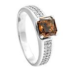 14k witgouden ring 1.58 ct Fancy Dark Brown-Orange diamant, Nieuw, Ophalen of Verzenden, Kleiner dan 17, Dame