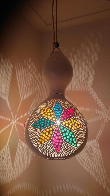 Oosterse Boho Ibiza kalebas hanglamp glasmozaiek filligrain  beschikbaar voor biedingen