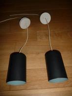 Twee kleine antieke zwarte hanglampen, Antiek en Kunst, Antiek | Lampen, Ophalen of Verzenden