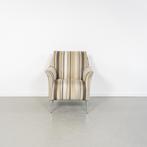 2x Leolux Mayuro Fauteuil Grijs/Wit/Beige Stof - Gestreept, Huis en Inrichting, Fauteuils, Niet ingevuld, Minder dan 75 cm, Niet ingevuld