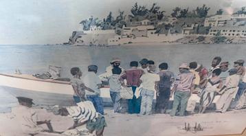 D. Laurent Dahlke Gesigneerd en genummerd  “Strandscène” beschikbaar voor biedingen