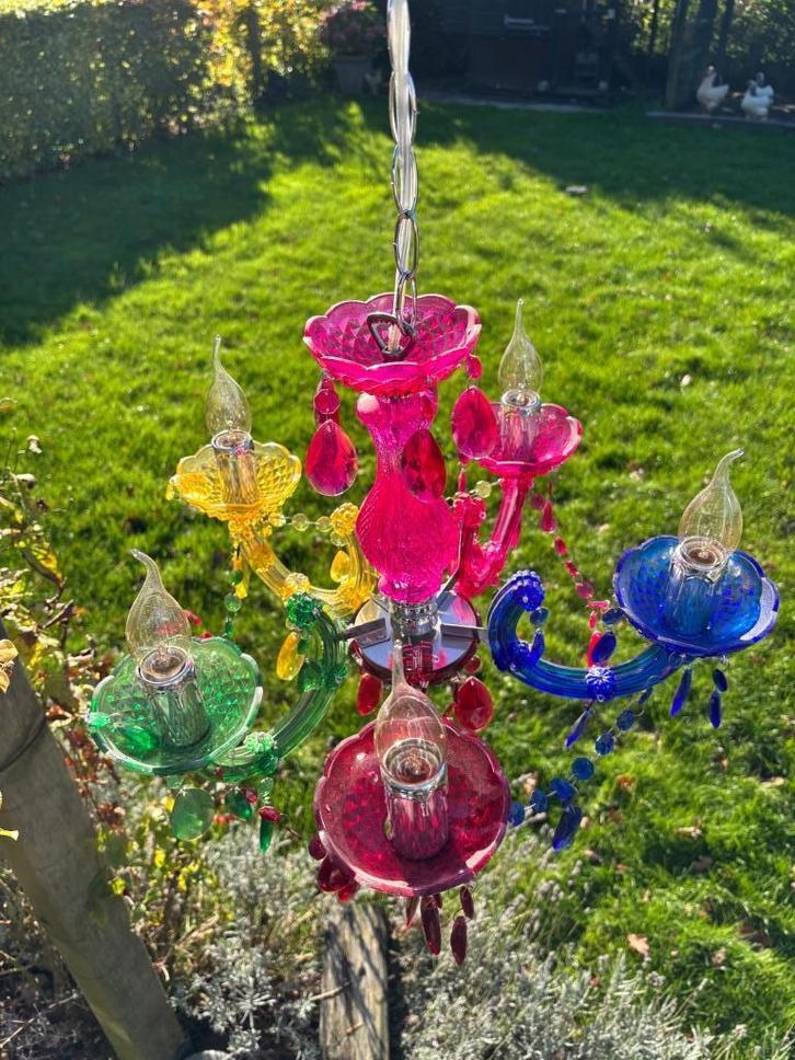 Kleurrijke kroonluchter 3x, Huis en Inrichting, Lampen | Kroonluchters, Zo goed als nieuw, Ophalen of Verzenden