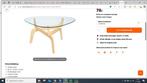 salontafel hout met glas, organische vorm (KWANTUM), Huis en Inrichting, Tafels | Salontafels, Ophalen, 50 tot 100 cm, 50 tot 100 cm