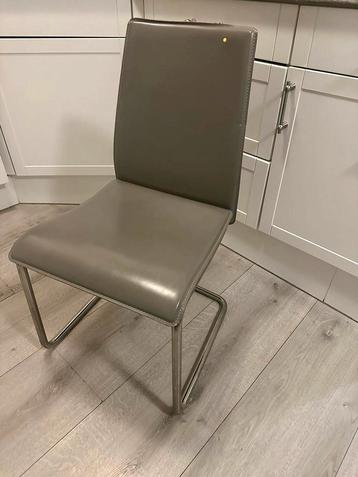 Grey leather & metal chair 