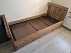Steigerhouten bed met lade, Huis en Inrichting, Slaapkamer | Bedden, Ophalen, 100 cm, Eenpersoons, Bruin