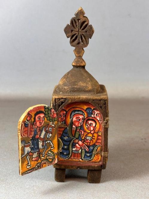 250775 Afrikaans Wooden 19th C. Koptisch altar uit Ethiopie, Antiek en Kunst, Antiek | Religie, Ophalen of Verzenden