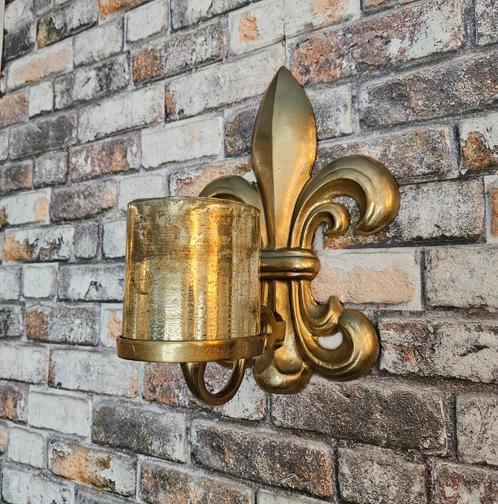 2 grote franse lelie wandwindlichten, Huis en Inrichting, Woonaccessoires | Kandelaars en Kaarsen, Minder dan 25 cm, Ophalen of Verzenden