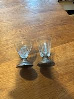 Vintage likeurglaasjes met zilveren voet, Antiek en Kunst, Antiek | Glas en Kristal, Ophalen of Verzenden