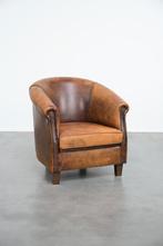 Stoere vintage clubfauteuil gemaakt van schapenleer, Huis en Inrichting, Fauteuils, Ophalen, Gebruikt, ., Klassiek, Vintage