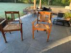 Houten stoelen met rieten zitting (2 stuks), Huis en Inrichting, Gebruikt, Twee, Bruin, Ophalen of Verzenden