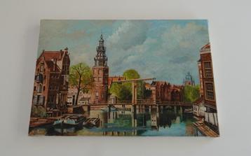 Klassiek Schilderij van Montelbaanstoren in Amsterdam beschikbaar voor biedingen