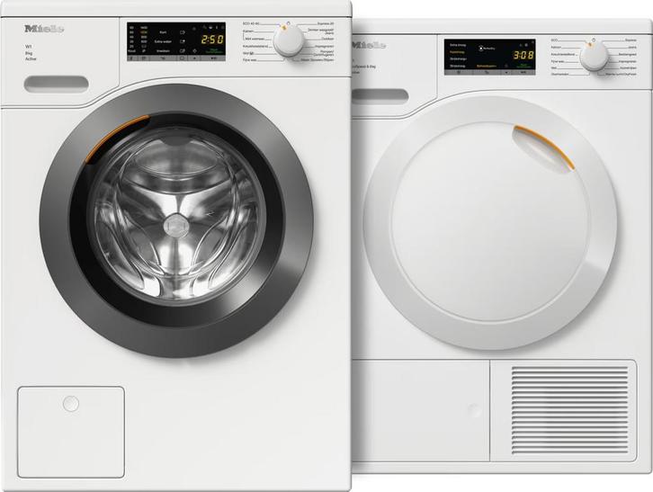 Gezocht: Miele wasmachine en droger, Witgoed en Apparatuur, Was-droogcombinaties, Zo goed als nieuw, 85 tot 90 cm, Ophalen of Verzenden