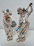 Twee verzilverde Clown Beeldjes van Marcello Giorgio, Ophalen