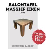 Bijzettafel massief eiken uit showroom 65x65 3 kleuren, Vierkant, Nieuw, 55 tot 75 cm, Hout