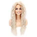 Nonchalante sexy pruik met lang witblond krullend haar, Verzenden, Nieuw, Pruik of Haarverlenging