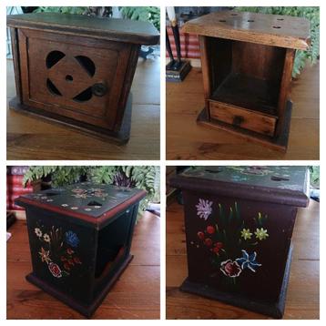 Oud houten stoofje - deurtje - lade - Hindeloopen beschikbaar voor biedingen