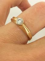 Gouden Diamonde Solitair Ring 0.24 Briljant Geslepen Diamant, 18 tot 19, Onbekend, Ophalen of Verzenden, Zo goed als nieuw