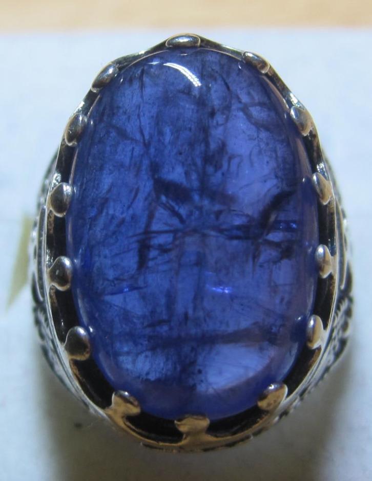 Tanzanite 20 krt %100 natuurlijk groot design ring zeldzaam, Sieraden, Tassen en Uiterlijk, Ringen, Zo goed als nieuw, Dame of Heer