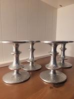 Vintage Aluminium Kandelaars - Set van 4, Ophalen of Verzenden, Zo goed als nieuw, Metaal, Grijs