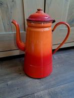 Vintage emaille franse koffiekan oranje/rood hoogte 28 cm, Antiek en Kunst, Antiek | Emaille, Ophalen of Verzenden