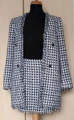 Blauw-Wit Mantelpakje, Kleding | Dames, Kostuum of Pak, Blauw, Ophalen of Verzenden, Maat 36 (S)