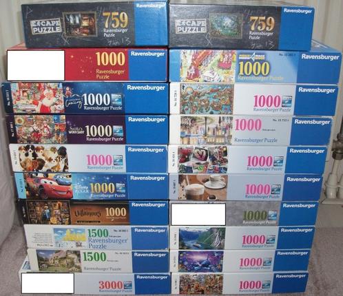 Diverse *** PUZZELS RAVENSBURGER *** 22 stuks, Hobby en Vrije tijd, Denksport en Puzzels, Zo goed als nieuw, Legpuzzel, 500 t/m 1500 stukjes