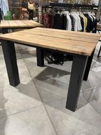 2x tafel steigerhout met zwarte poten, Huis en Inrichting, Tafels | Eettafels, Ophalen, Vijf personen of meer, Rechthoekig, 50 tot 100 cm