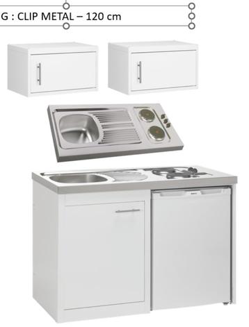 Minikeuken CLIP METAL – White Glacier L120 x D60 cm  beschikbaar voor biedingen