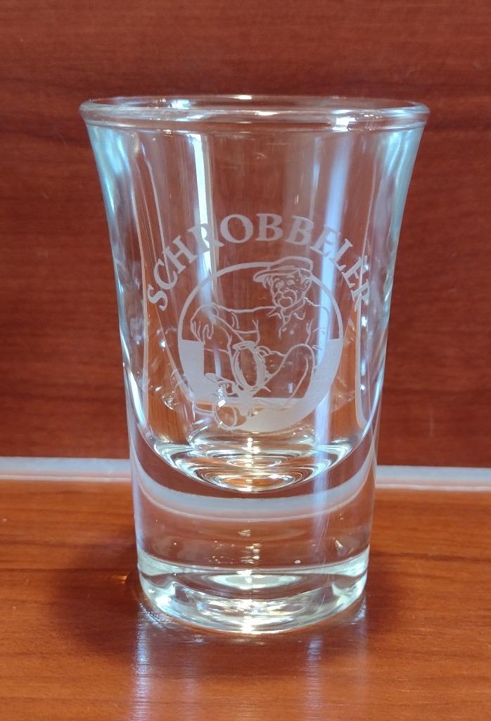 Schrobbelèr Shot Glaasje 3,5cl. (C1), Verzamelen, Glas en Borrelglaasjes, Gebruikt, Borrel- of Shotglas, Ophalen of Verzenden