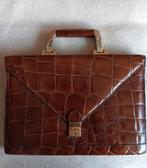 Krokodillen leren handtas vintage, Ophalen of Verzenden, Zo goed als nieuw, Bruin, Aktetas of Boekentas