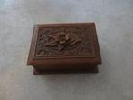 Houten postzegel doosje, houtsnijwerk Zwitserland, antiek, Antiek en Kunst, Verzenden