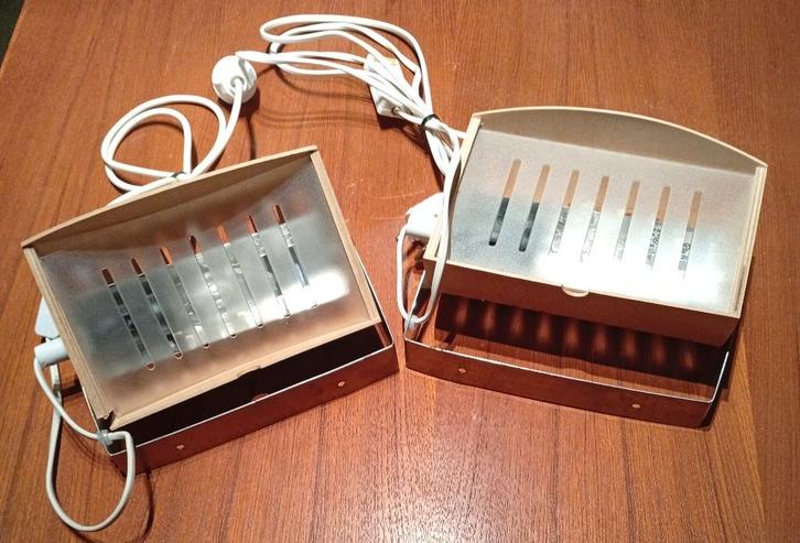 2 Vintage Ikea Strimma Berkenhouten bedlampjes, Huis en Inrichting, Lampen | Wandlampen, Hout, Kunststof, Metaal, Ophalen