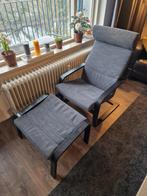 Poäng (IKEA) stoel en voetenbankje, Ophalen, Gebruikt, Zwart, Stof