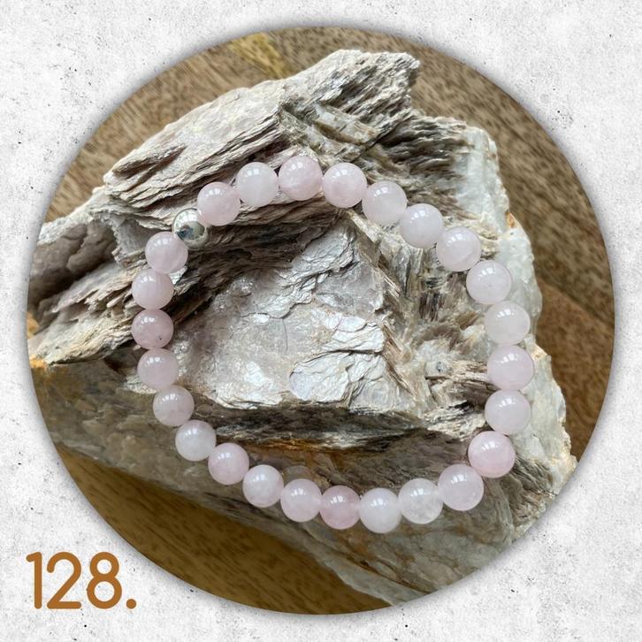 🦋MJB Armband nr: 128 Rozekwarts halfedelsteen 19 cm, Sieraden, Tassen en Uiterlijk, Armbanden, Nieuw, Overige materialen, Roze