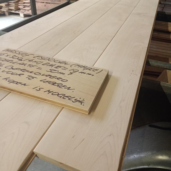 massief esdoorn houten vloer, 50m2, 16cm, 100% gerenoveerd, Doe-het-zelf en Verbouw, Vloerdelen en Plavuizen, Zo goed als nieuw